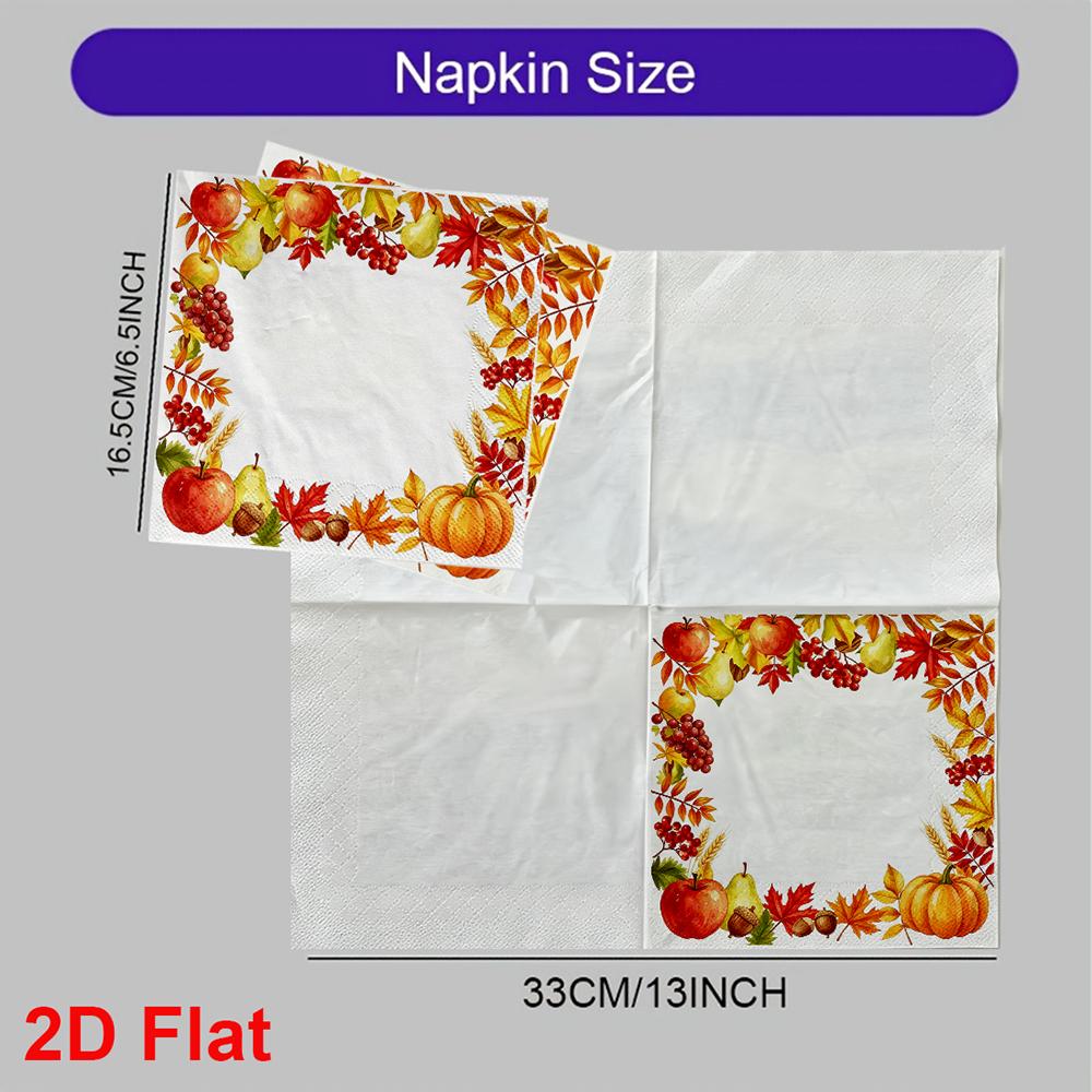 20pcs Disposable Napkins with Pumpkin, Turkey Pattern Print for Wedding,Parties,and Daily Use for Thanksgiving Fall Christmas Table Decoration