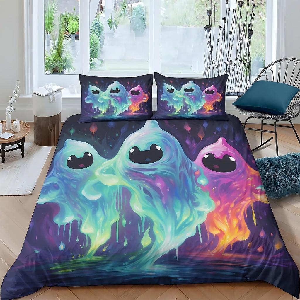 Spook Dekbedovertrek Sets Voor Kinderen Tieners Queen King Size Lichtgewicht Dons Kamer Decoratie 2 Kussenslopen En 1 Dekbedovertrek Geen Dekbed