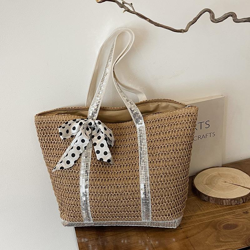 

Summer niche straw bag women s new versatile shoulder underarm bag handbag tote bag срібний