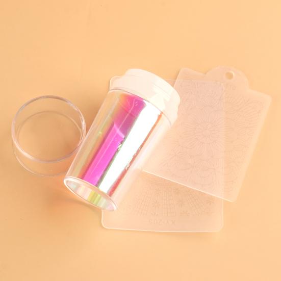 Yousheng 1 Set Nail Stamp Reusable Non-Deformed Good Ductility Round Silicone Stamper Transparent Nails Art Tool for Manicure