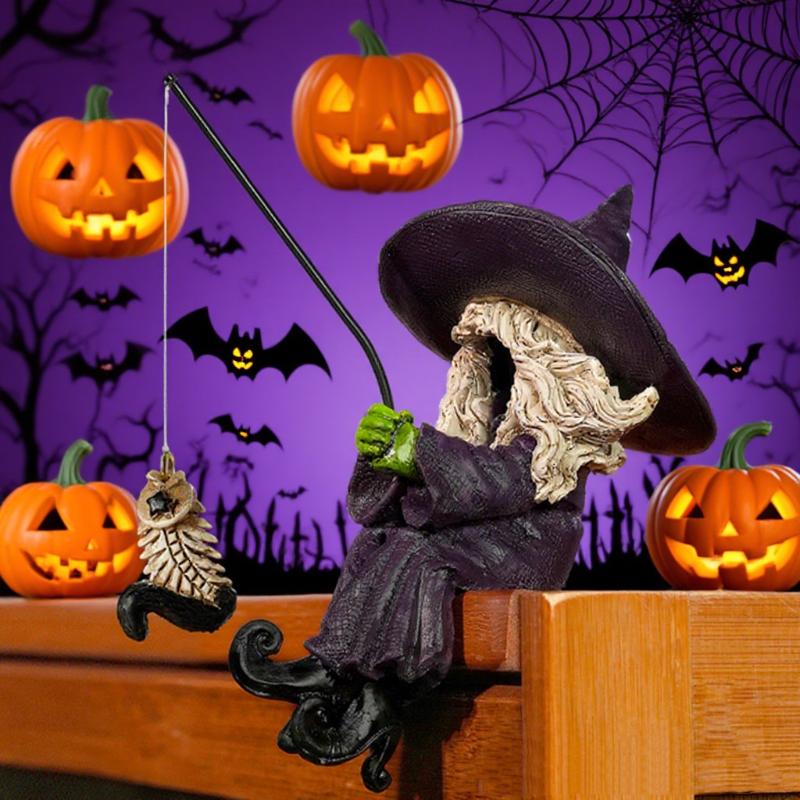 Halloween Witch Spooky Resin Figurine Ghost Decoration Horror Fun Festival Fish Tank Aquarium Home Decoration Accessories