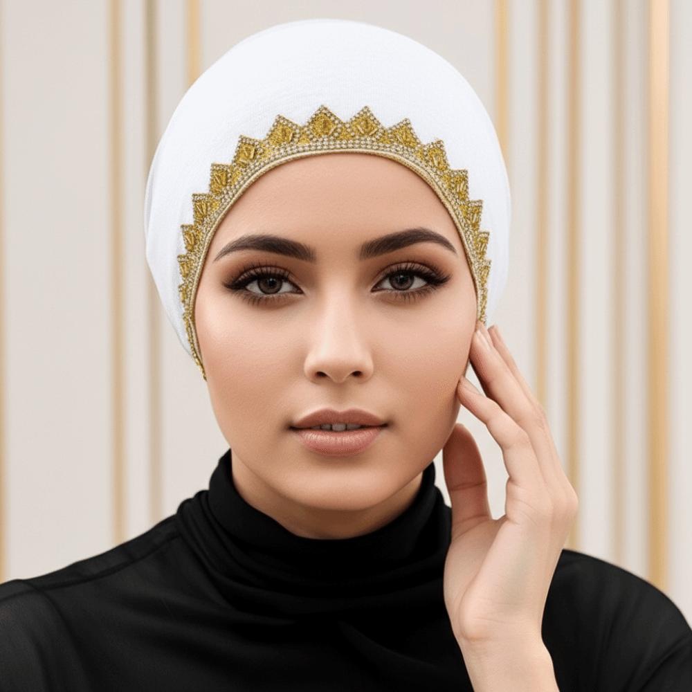 Shiny Golden Rhinestone Inner Hijabs Soft Stretch Undercap Newest Turban  Modest Fashion