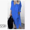 2025 Summer-Autumn Elegant Solid Color Rivet Button Long Shirt Dress