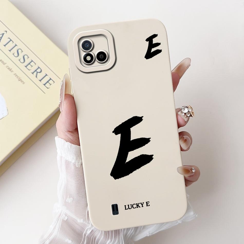 For Realme C11 (2021) Lucky Initial Letter Phone Case For Realme C11 2021 2020 RMX3231 RMX2185 Soft Silicone Shockproof Cases