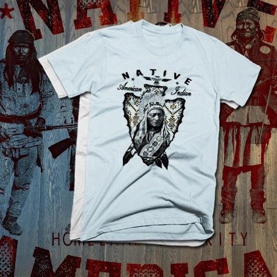 

Native American Indian T-Shirt Indigenous Feather Headdress Tribal Warrior Totem L