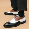 Trend New Designer Men's Pointed Mixed Color Patchwork Wedding Brogues Shoes Male Casual Formal Dress Footwear Zapatos Hombre