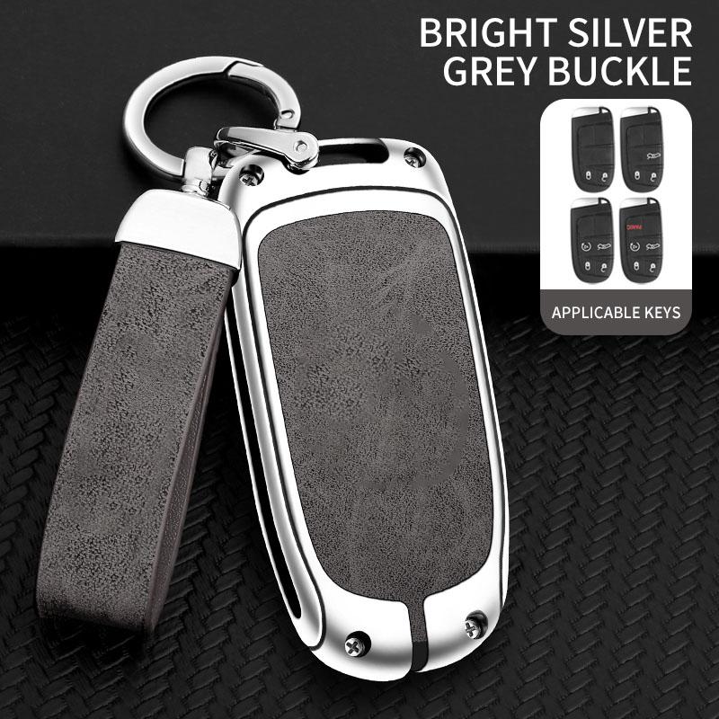 Nueva Funda de Cubierta para Llave de Coche de Aleación y Cuero Para Jeep Grand Cherokee Chrysler 300C Renegade Fiat Freemont Dodge Ram 1500 Challenger Dart