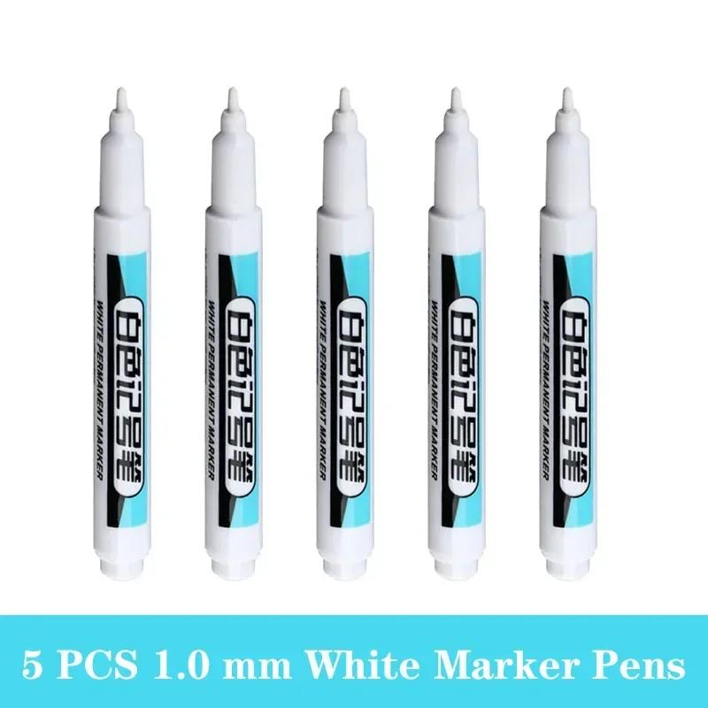 1/3/5 PCS White Paint Markers Pens Oily Waterproof Plastic Large Capacity White Marker School Supplies Stationery 0.7/1.0/2.5mm