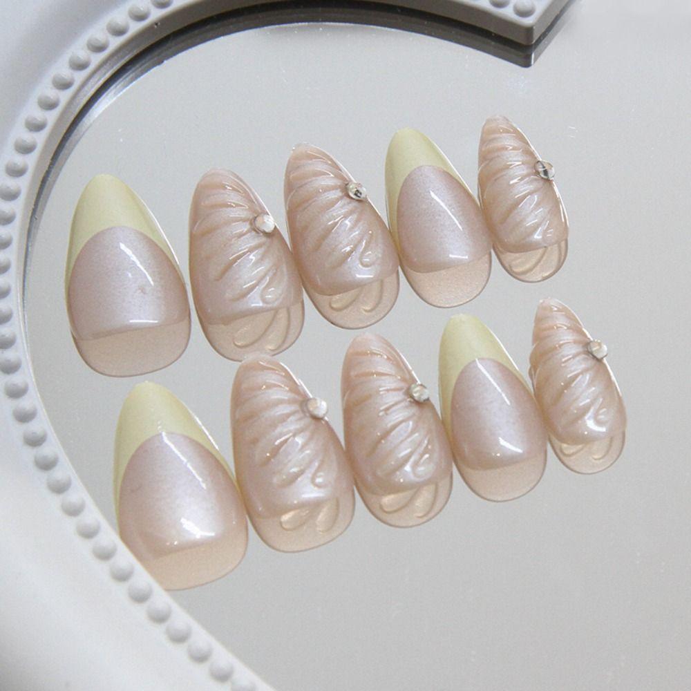 French False Nails Long Almond Nail Tips New Press On Nails DIY