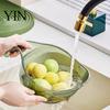 Non Slip Fruit Washer Multipurpose Rice Washing Bowl, with Handle, Plastic Kitchen Colander Basin, Compact Gadgets for Quinoa Pasta Vegetables