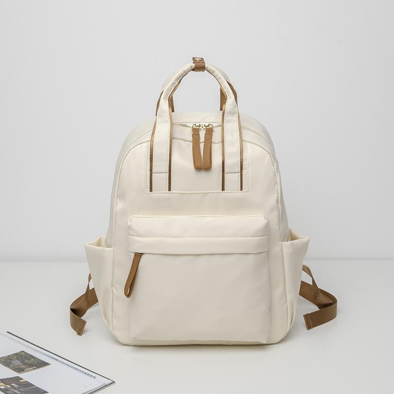 Сплошной цвет рюкзак Студенческая школьная сумка Оксфордская сумка Женский дорожный рюкзак бежевый