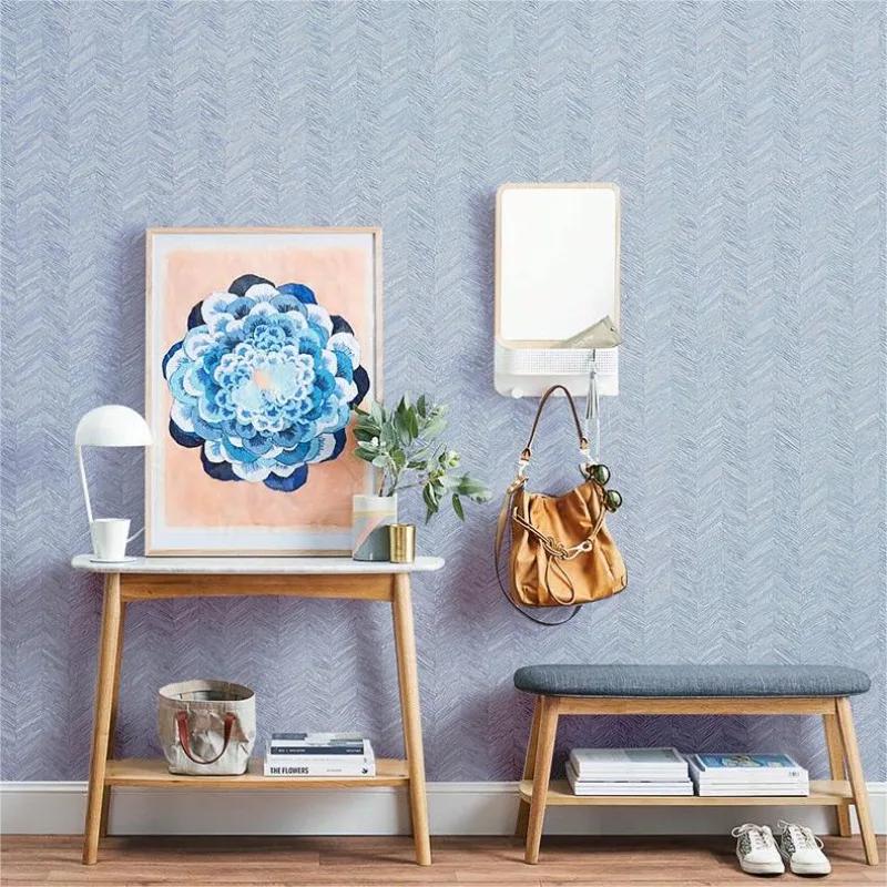 Plain linen wallpaper with herringbone pattern bedroom living room background wallpaper  wall papers home decor