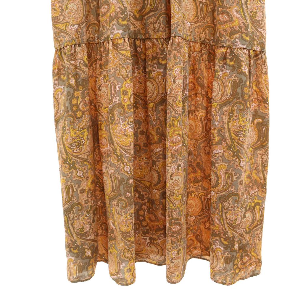 unused nano universe Paisley Pattern Long sleeve gown Shirt dress F Camel Women Used