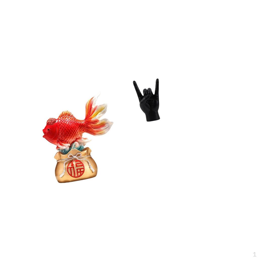Chinese Feng Shui Koi Fish And Rock Hand Gesture Statue Creative Sculpture for Entryway Office Home