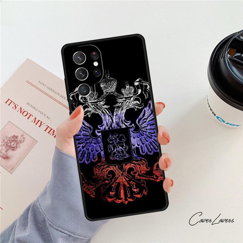 Russia Flag Coat Of Arms Phone Case For Samsung Galaxy S24 S25 S23 S22 Ultra Note 10 20 Plus S20 S21 FE Cover