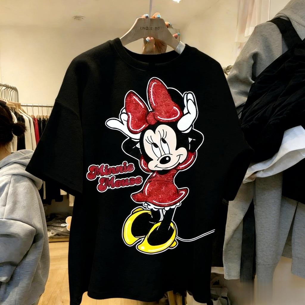 Unisex Oversized Minnie Mouse Cartoon T Shirt Women Men Vintage Short Sleeve Tee Summer Y2k Casual Streetwear Disney Print Tops