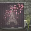 Eiffel Tower Paris Scenery Shower Curtain Vintage Scenery Cherry Blossom Butterfly Polyester Fabric Bath Curtains Bathroom Decor