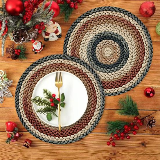 Mantel Grueso Diseño Circular Estilo Bohemio Mantel Aislamiento Térmico Impermeable al Aceite Mantel de Mesa Costura Reforzada Mantel Decoración de Comedor