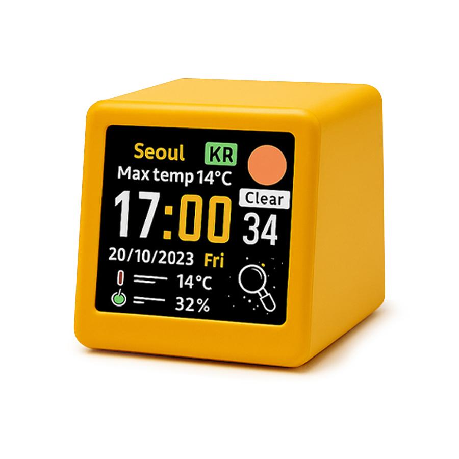 

Smart WiFi Desktop Clock Multifunctional GIF Animated Weather Temperature Humidity Desktop Clock For Study Office Bedroom Decor жёлтый
