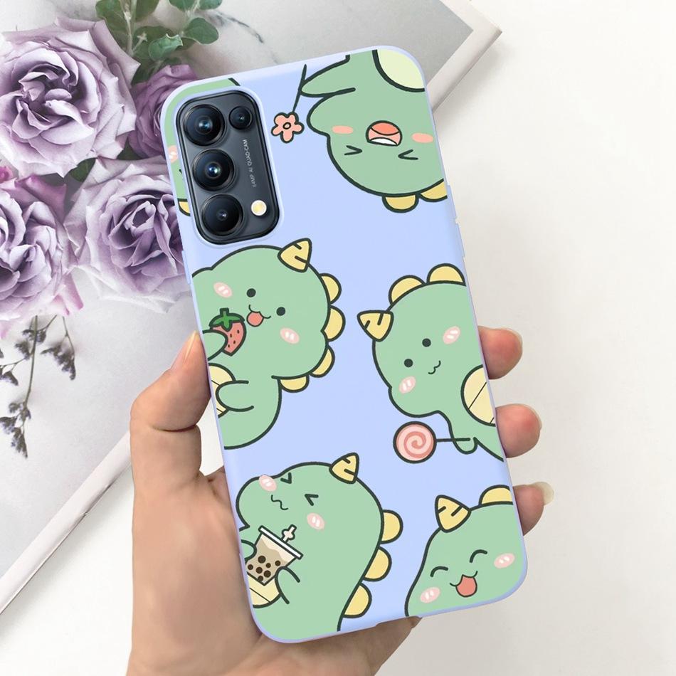 For OPPO Reno5 Pro 5G 4G Reno5 Phone Case Reno 5 5Pro CPH2201 CPH2145 Cute Cat Cartoon Candy Color Soft Silicone TPU Back Cover