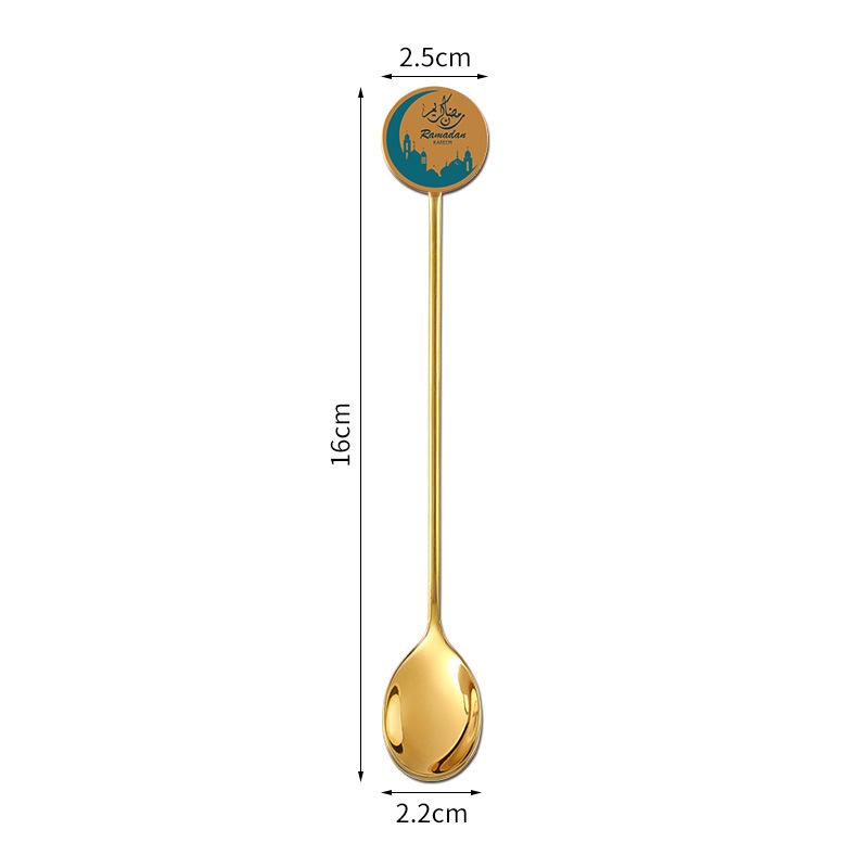 Moon Star Coffe Spoon Fork Ramadan Decorations for Home 2025 Islamic Muslim Festival Party Dinner Decor Dessert Cake Spoon