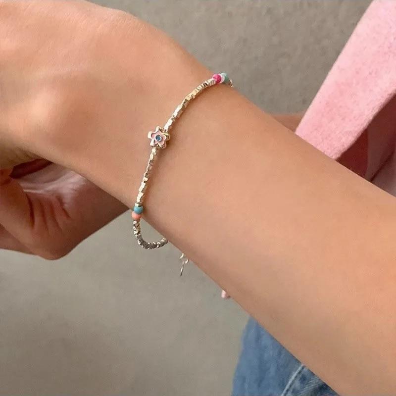 VENTFILLE Bracelet en argent sterling 925 avec perles et nœuds en bambou pour femme et fille, bijoux coréens simples, cadeau d'anniversaire, livraison directe