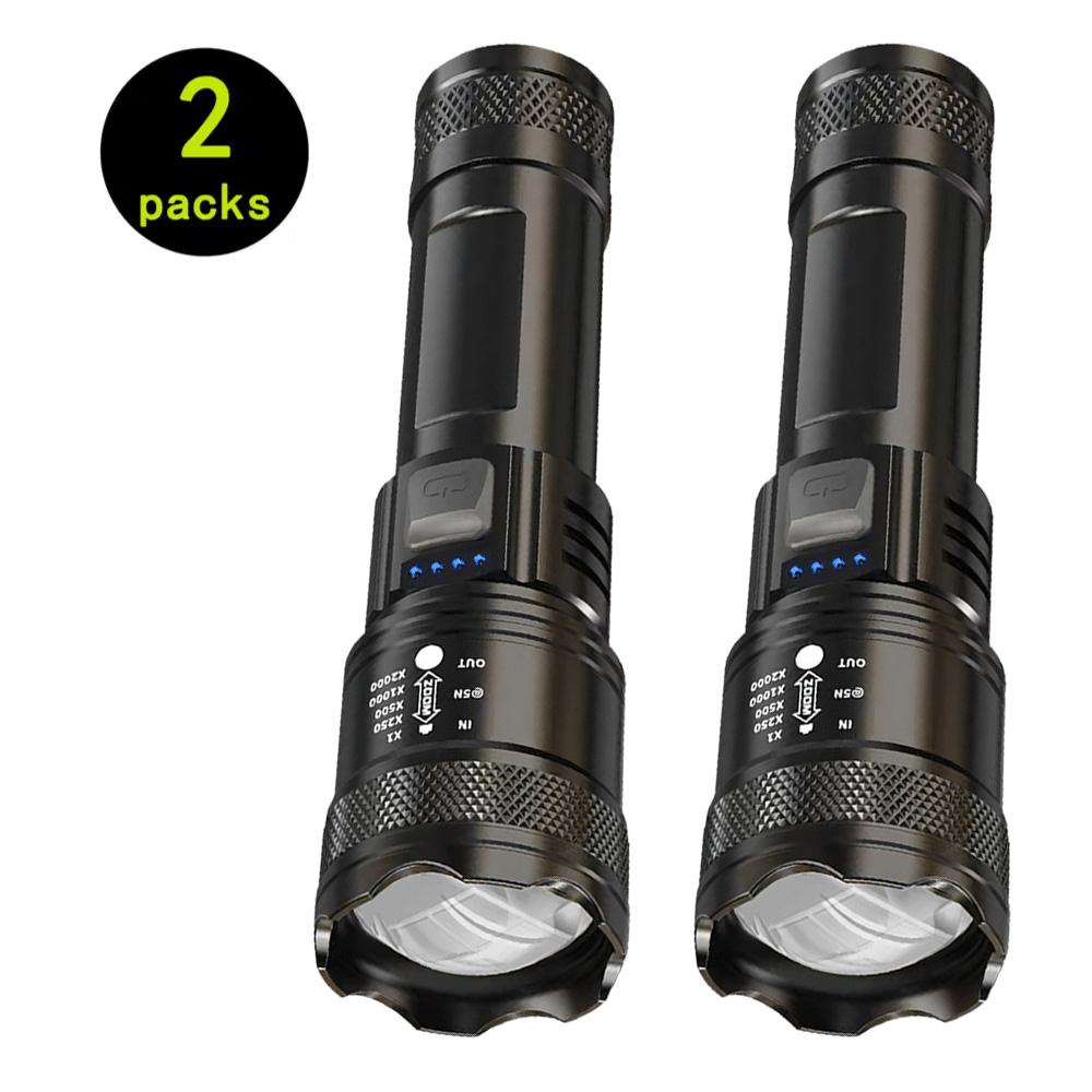 High Power LED Flashlight - USB Rechargeable, Zoomable Waterproof Multi-Mode Torch Light for Camping, Hiking, Emergency & Outdoo