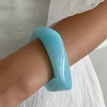 

Ingemark 3 Styles Boho Irregular Resin Chunky Bangles for Women Y2K Vintage Glossy Geometric Wide Bracelets Hand Jewelry Gift
