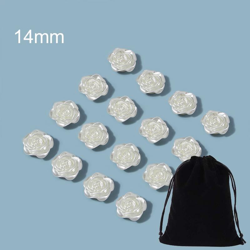 

50pcs ABS Camellia Beads with 1bag Flat Back Single Hole Loose Spacer Beads for DIY Jewelry Making Bracelets Earrings Tmz