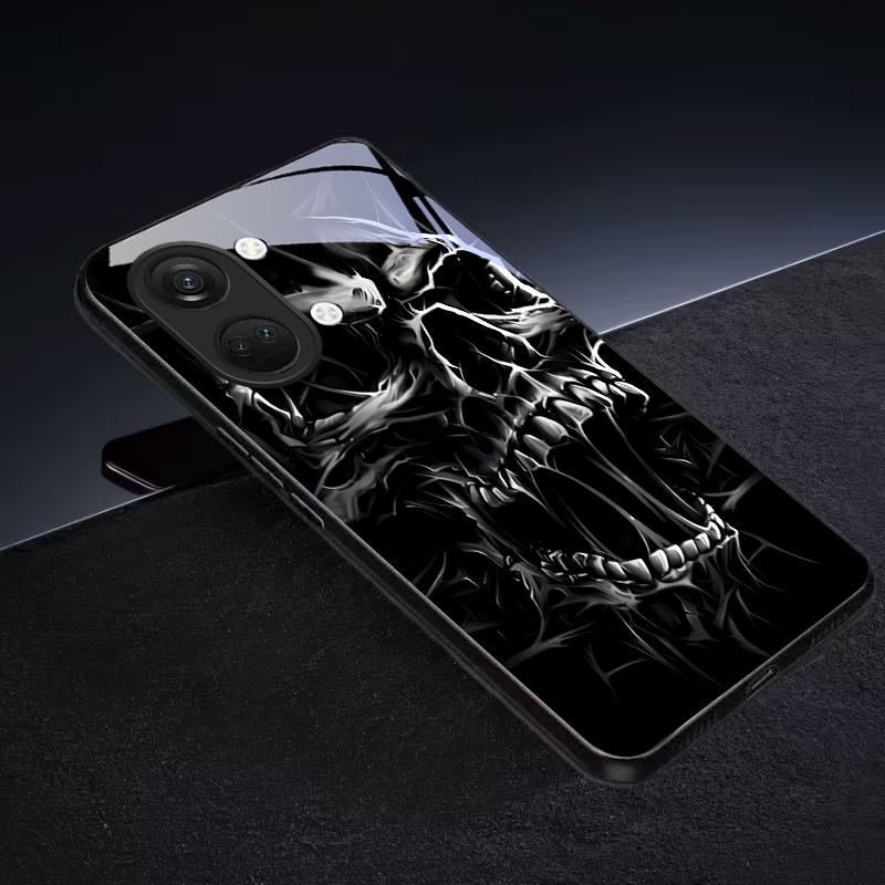 Gothic Thorn Skull Art Black Glass Phone Case For OnePlus 6 6T 7 7T 8 8T 9 10 Pro 11R 12R 13R Nord CE 2T 2 3 Lite N20 N30 Cover
