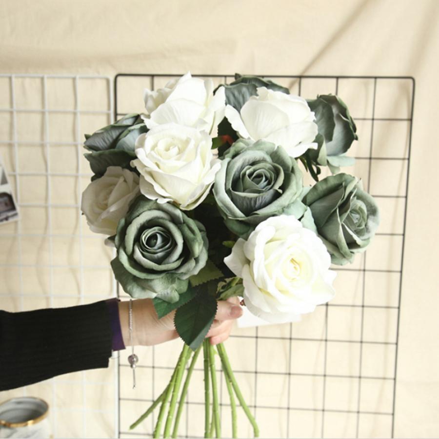 5Pcs Artificial Flowers Cheap Bouquet Beautiful Silk Roses Wedding Vase for Home Decor Fake Plants Christmas Decorative Wreaths