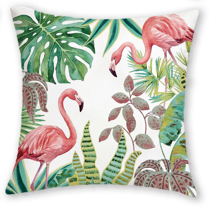 1/4pcs Tropical Flamingo Palm Leaf Watercolor Throw Pillow Covers Decorative Jungle Botanical Cushion Cases for Home