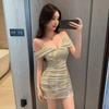 V-Neck Sleeveless Bodycon Mini Dress With Off-Shoulder Detail Sexy Elegant Party Women
