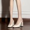 Korean Version of Women's Shoes Thick Heel Women's Summer 2025 New Sandals Temperament Empty Square Head Mary Jane Single Shoes