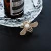2pcs Exquisite Style Gold Diamond Bee Brooch With Imitation Pearls Showcasing Agility Elegance Luxury Clothing Accessories