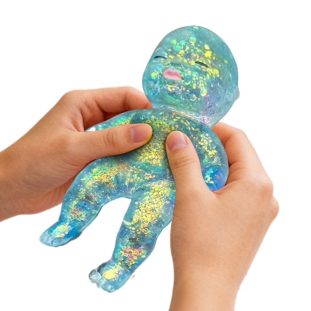 Squishy Maltose Suiker Baby Knijpspeeltje Kawaii Baby Rekbaar Langzaam Rijzend Fidget Speeltje voor Volwassenen Stress Angst Verlichting Kinderen Cadeau blauw