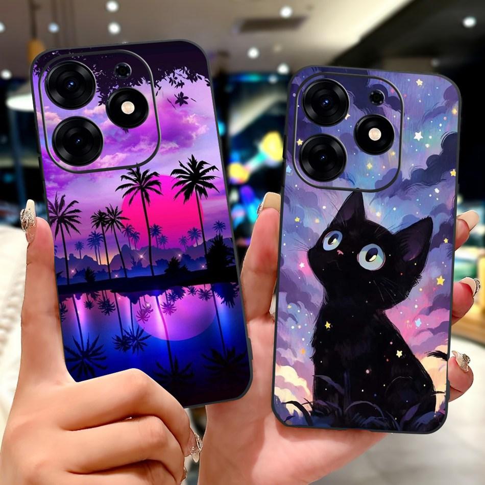 For Tecno Spark 10 Pro Phone Case Spark 10Pro 4G KI7 Elegant Floral Cat Printing Soft Silicone TPU Cases