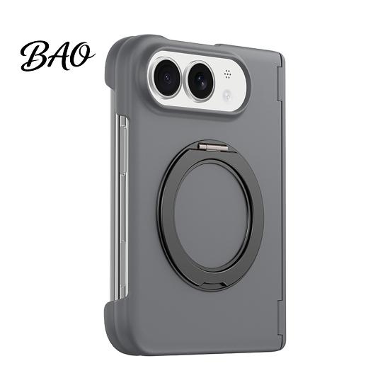 Drop Resistant Phone Accessory Magnetic Folding Case for IPhoneDuo, Hands Free Viewing with 360 Degree Protective Cover Rotating Ring Stand,
