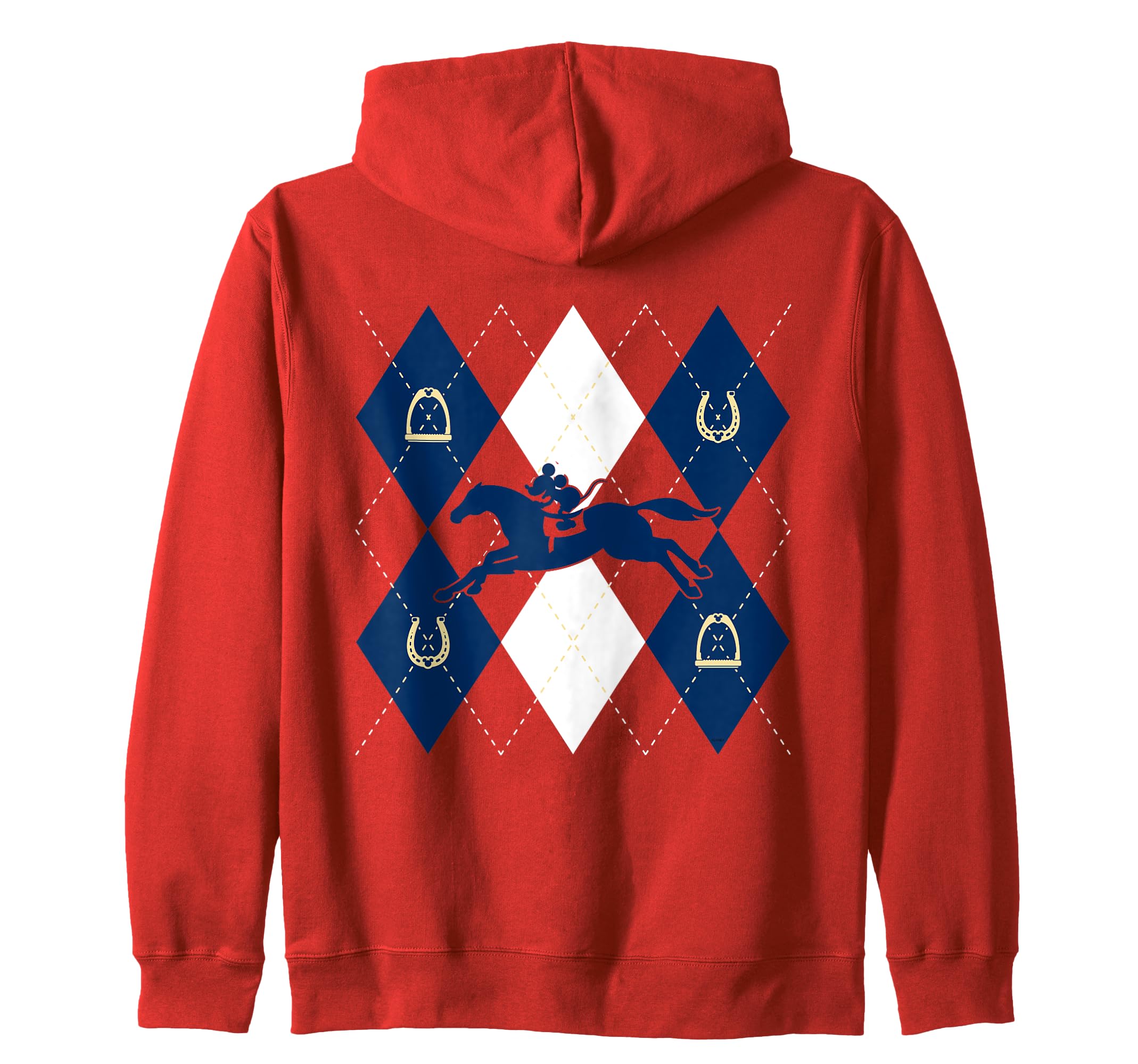 

Disney Mickey Mouse Horse Racing Silhouette Argyle Print Zip Hoodie