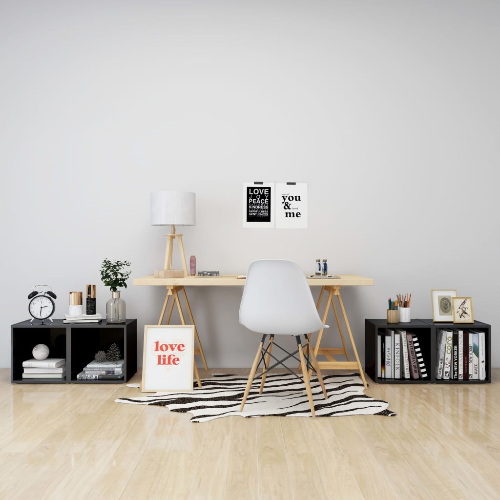 TV Stands (Set of 4) High Gloss Grey 37 X 35 X 37 Cm Engineered Wood