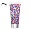 High Shine Face Gel Independence Day Body Glitter Gel Patriotic Red White Blue Hair Glitter Holiday Makeup Waterproof Sparkling Sequins for