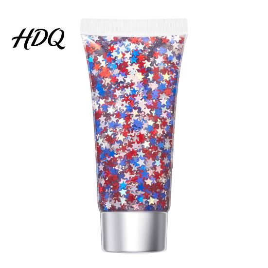 High Shine Face Gel Independence Day Body Glitter Gel Patriotic Red White Blue Hair Glitter Holiday Makeup Waterproof Sparkling Sequins for