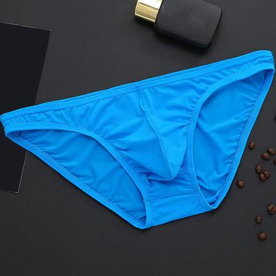 Men Briefs Ice Silk Ultra-Thin Low-Waist Underwear with Independent Bag Solid Color Elastic Breathable Panties