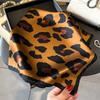 Coffee Color Leopard Print Scarf Thin Breathable Sun Shawl Elegant Style Windproof Head Wrap