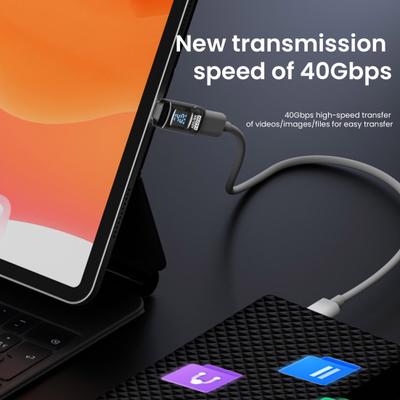 USB C Adapter 40Gbps PD 140W Right Angle Adapter High-Speed Data Transfer 8K Intelligent Digital Display Adapter