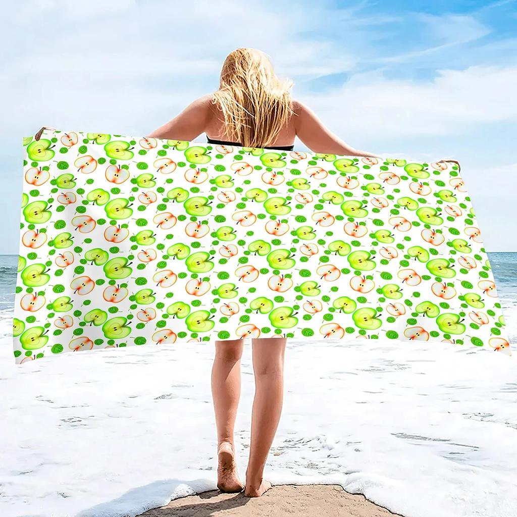 Cute Apple Beach Towel Microfiber Cartoon Fruit Bath Towel Quick Dry Sand Free Towels For Swimming Pool Beach Yoga Travel Sport