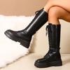 Fashion Women's Chunky Platform Knee High Boots Fashion Thick Sole PU Leather Motorcycle Boots Woman Autumn Winter Punk Long Botas Mujer