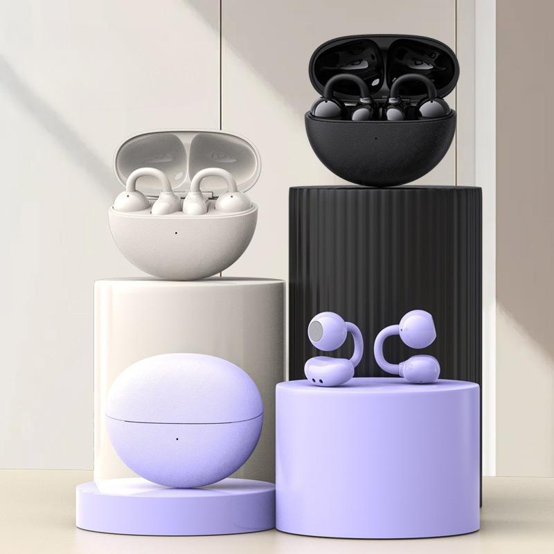 2025 new Clip06 leather bluetooth headset wireless noise canceling gaming ear clip long battery life does not fit in the ear