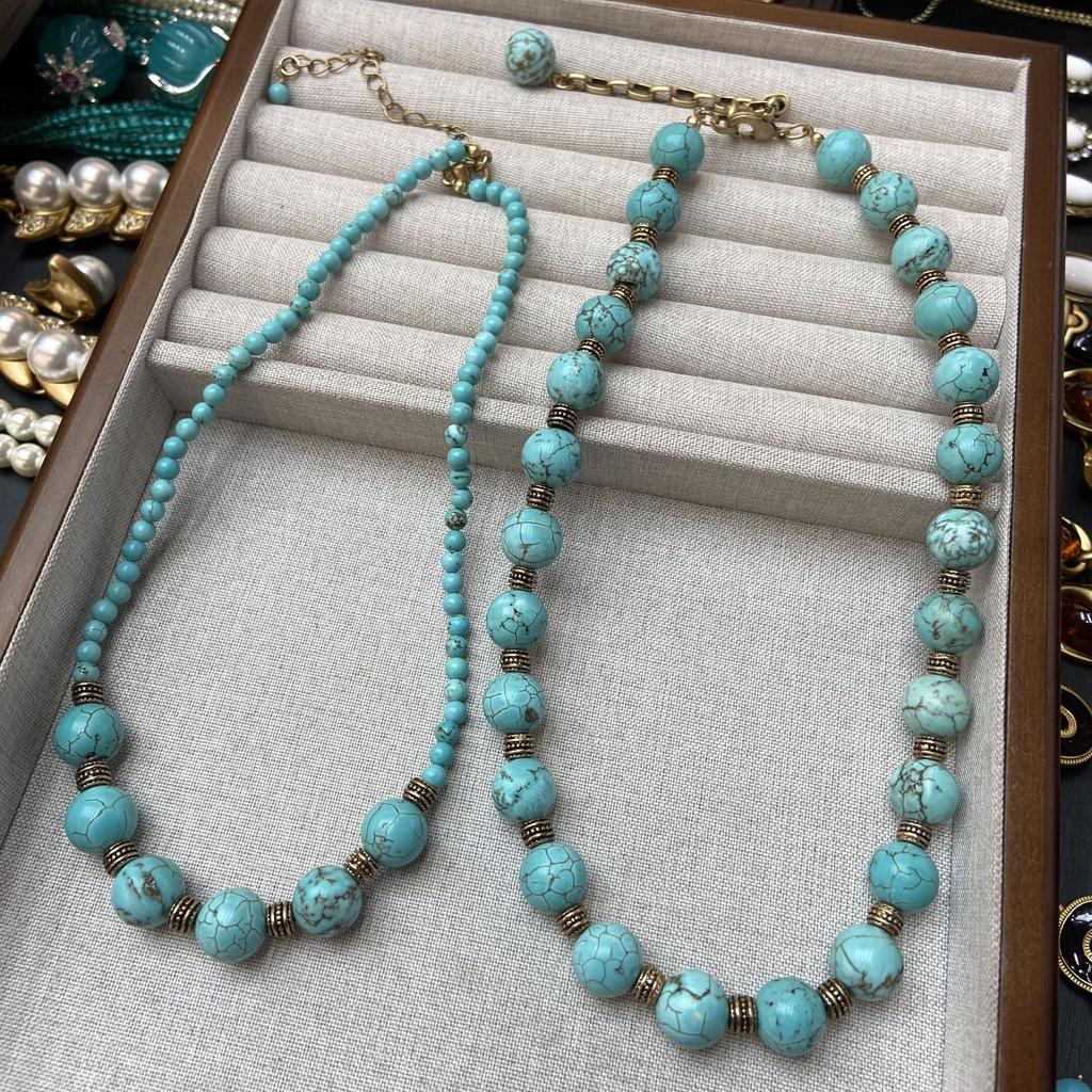 High-End Retro 12M Turquoise Necklace, Fashionable And Simple Design, Neck Chain, Niche Jewelry, Collarbone Chain For Women