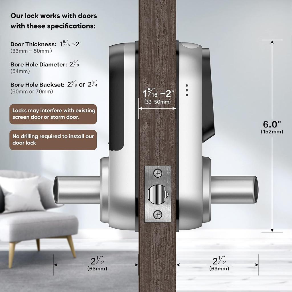 Sifely Smart Lock, Keyless Entry Door Lock, Smart Door Lock, Door Lock with Keypad, Smart Lock Front Door, Fingerprint Door Lock, Smart Lock with